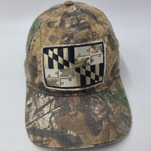 Maryland State Flag Camo Hat Adjustable Brown Outdoors Hunt Fish Casual Wear Men